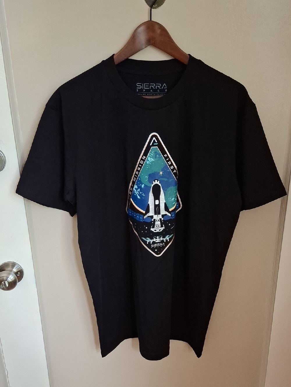 NWT Sierra Space Black Graphic Tee with Rocket Patch_1